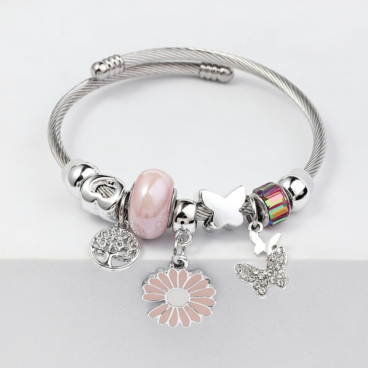 Wholesale Beaded Stainless Steel Butterfly Bracelet